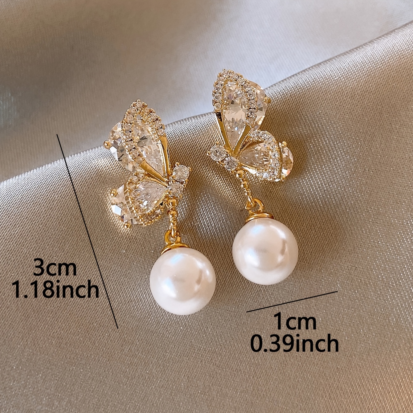 Elegant Butterfly Design Copper Alloy Cubic Zirconia Earrings